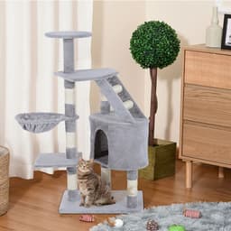 image-Deluxe Cat Tree Climb Post Kitten Scratching Condo Furniture Activity Pawhut