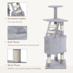 image-Deluxe Cat Tree Climb Post Kitten Scratching Condo Furniture Activity Pawhut
