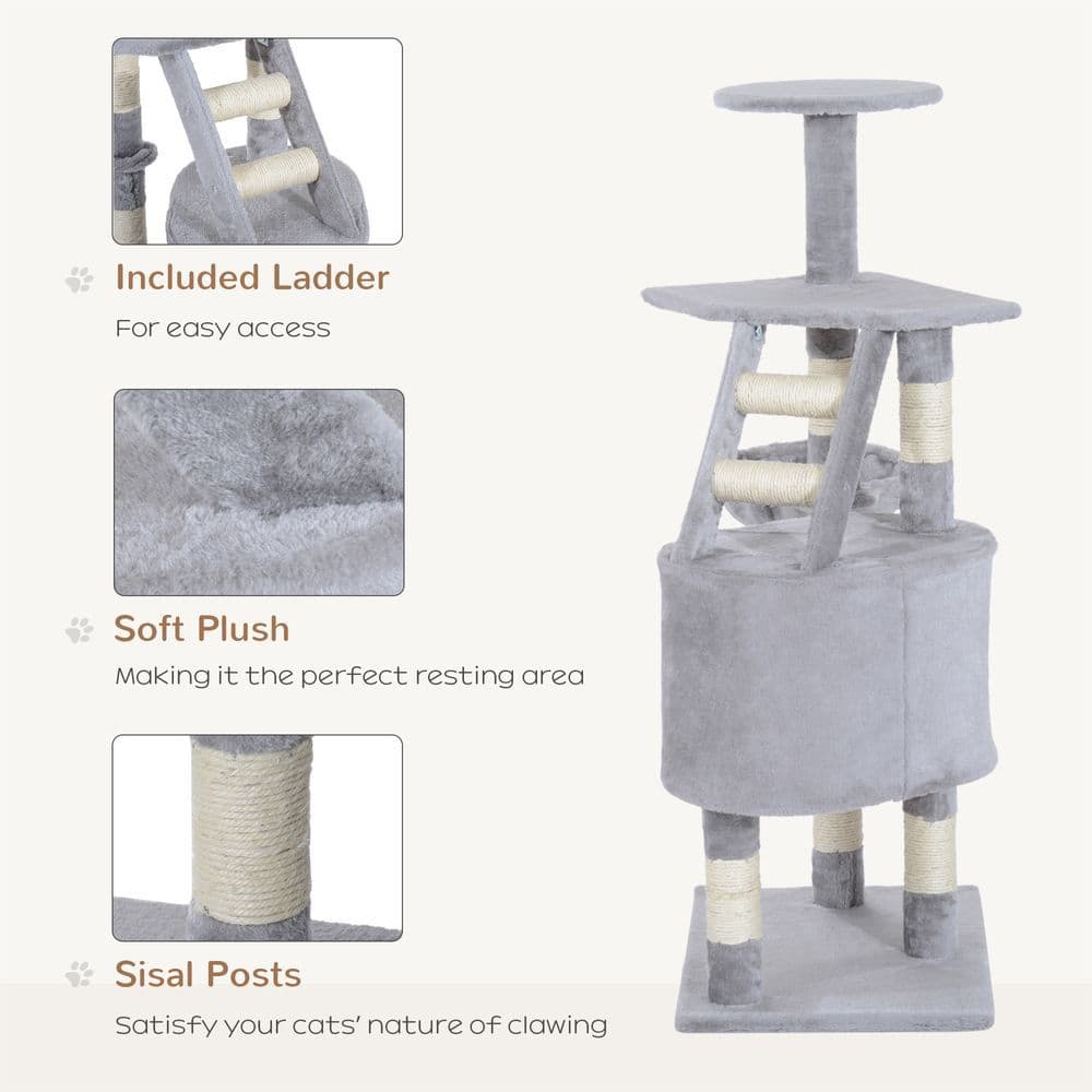 image-Deluxe Cat Tree Climb Post Kitten Scratching Condo Furniture Activity Pawhut