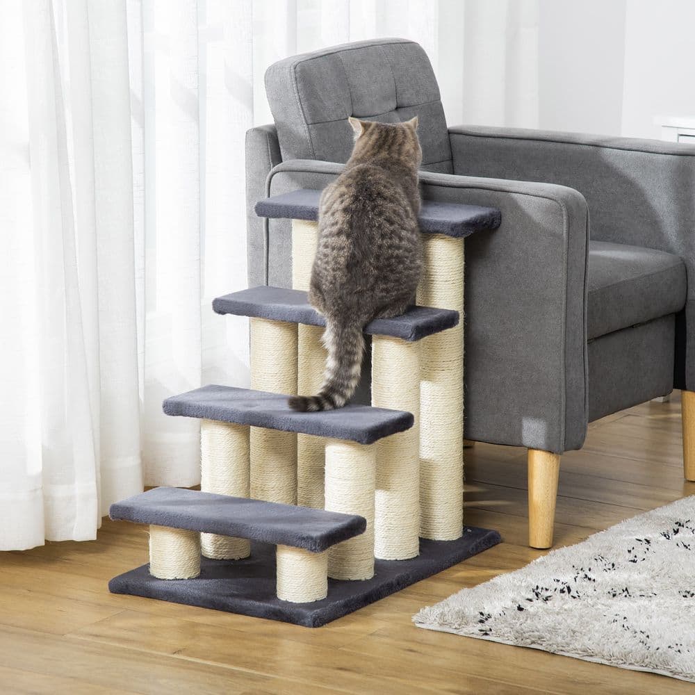 image-Pet Stair Dog Cat Step Ladder Climb Plush Soft Comfort Particle Board