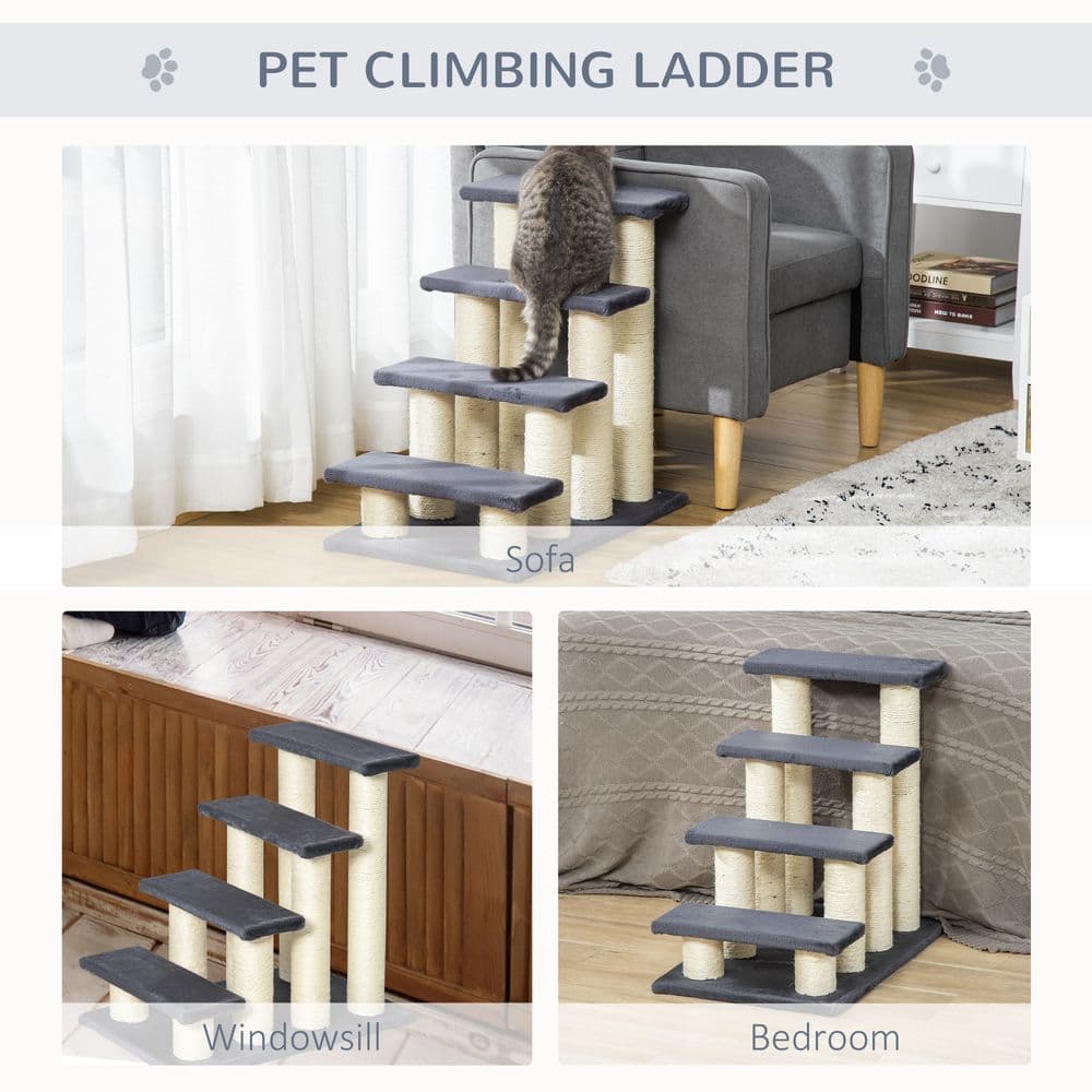 image-Pet Stair Dog Cat Step Ladder Climb Plush Soft Comfort Particle Board