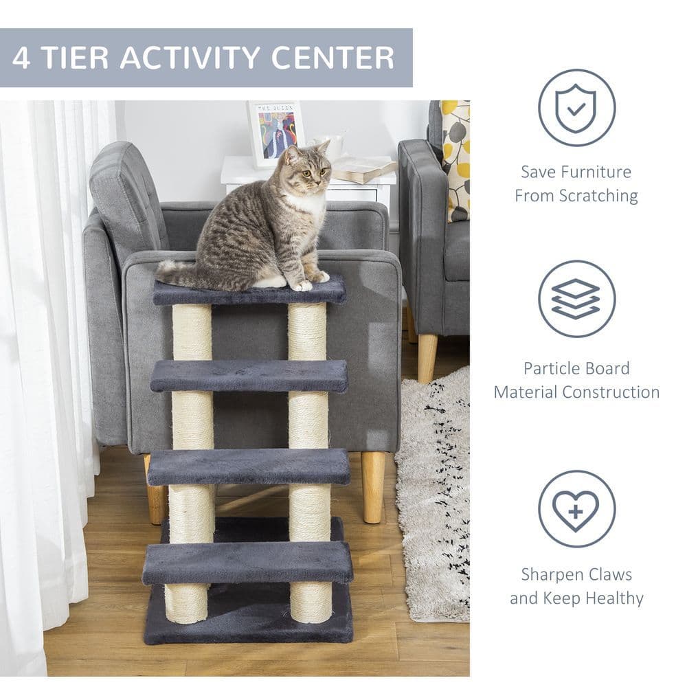image-Pet Stair Dog Cat Step Ladder Climb Plush Soft Comfort Particle Board