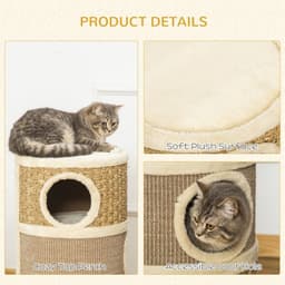 image-Cat Scratching Barrel Kitten Tree Tower with Sisal and Seaweed Rope Pawhut