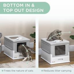 image-Hooded Cat Litter Box, Portable Pet Toilet, W/ Scoop, Tray, Grey Pawhut