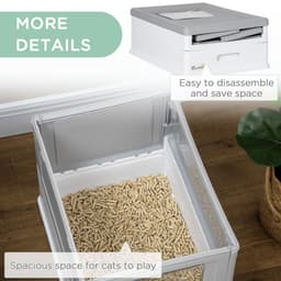 image-Hooded Cat Litter Box, Portable Pet Toilet, W/ Scoop, Tray, Grey Pawhut