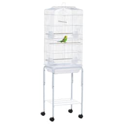 image-Bird Cage for Budgie Finch Canary Parakeet W/ Stand Sliding Tray White Pawhut