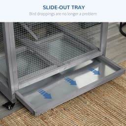 image-Bird Cage Wooden Aviary for Canary Cockatiel Parrot w/ Wheels Tray