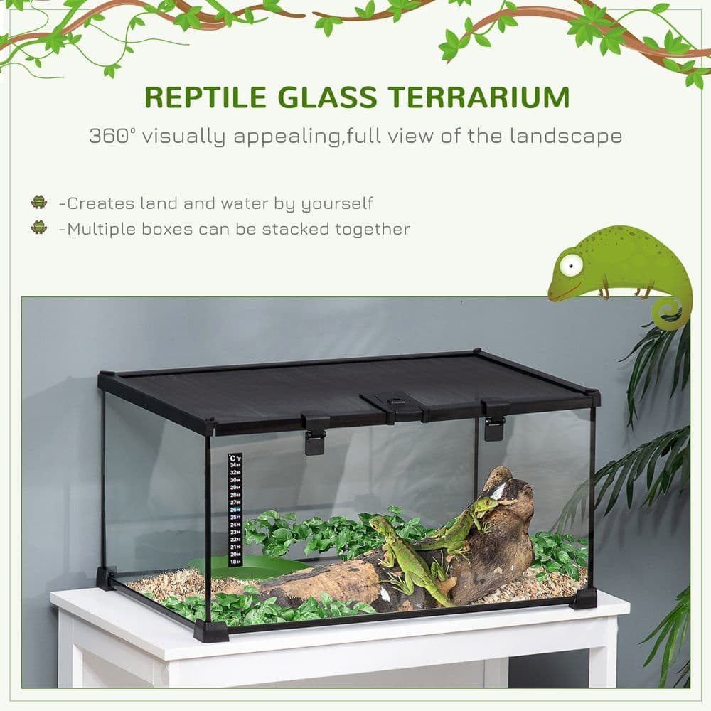 image-Glass Reptile Terrarium Habitats for Lizards, Frogs, Snake Pawhut