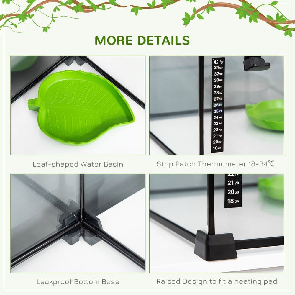 image-Glass Reptile Terrarium Habitats for Lizards, Frogs, Snake Pawhut