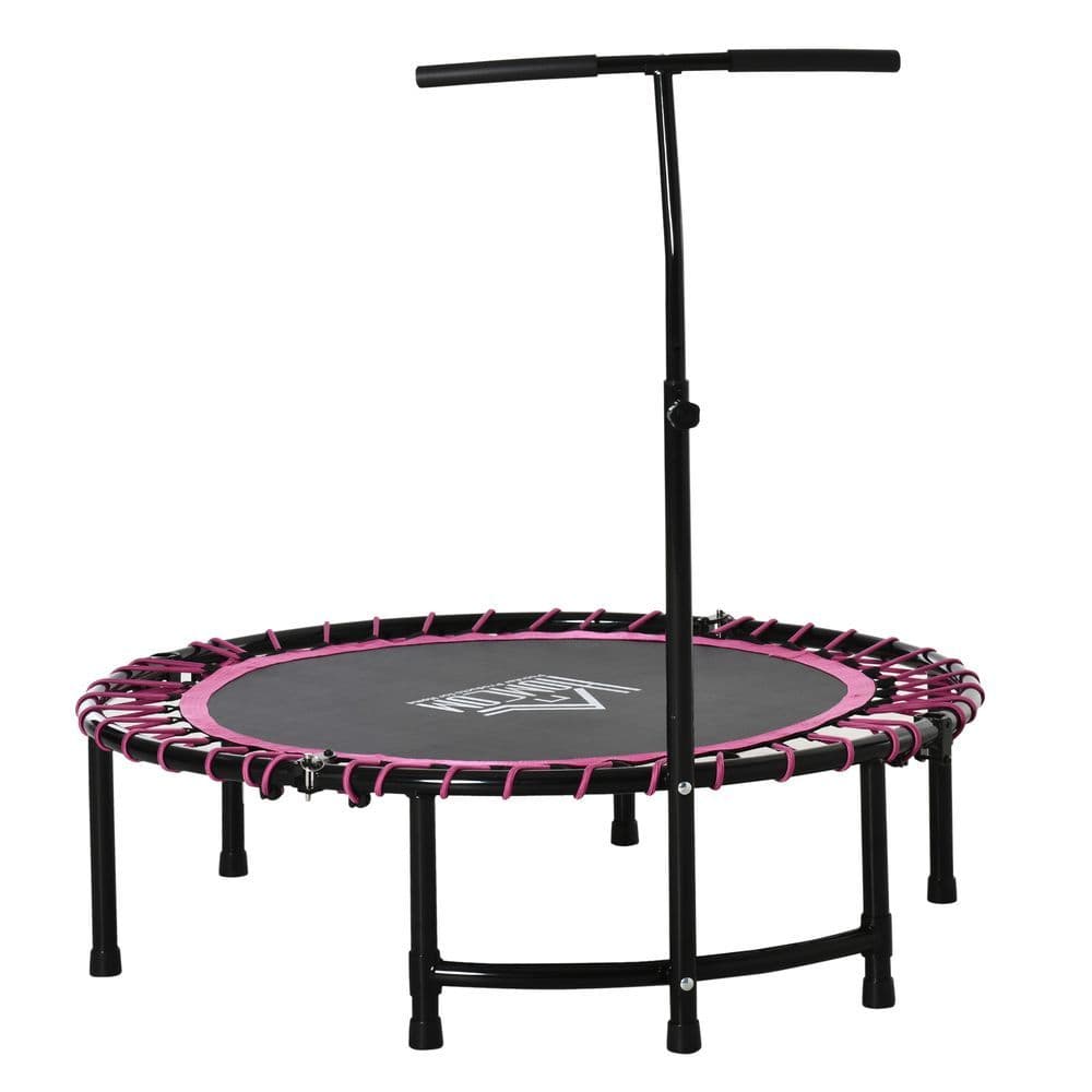image-Trampoline Outdoor Bouncer Jumper Adjustable Handle Adult Kid Pink HOMCOM