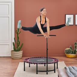 image-Trampoline Outdoor Bouncer Jumper Adjustable Handle Adult Kid Pink HOMCOM