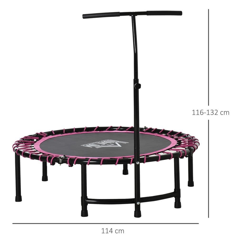 image-Trampoline Outdoor Bouncer Jumper Adjustable Handle Adult Kid Pink HOMCOM