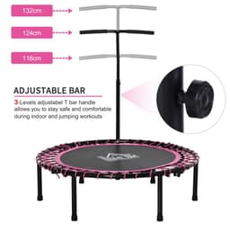 image-Trampoline Outdoor Bouncer Jumper Adjustable Handle Adult Kid Pink HOMCOM