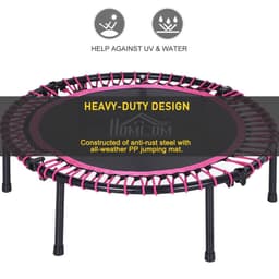 image-Trampoline Outdoor Bouncer Jumper Adjustable Handle Adult Kid Pink HOMCOM