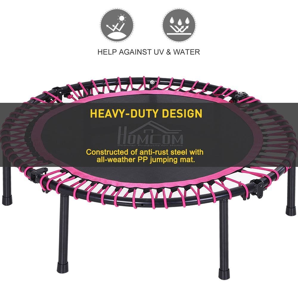 image-Trampoline Outdoor Bouncer Jumper Adjustable Handle Adult Kid Pink HOMCOM