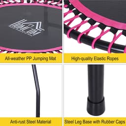 image-Trampoline Outdoor Bouncer Jumper Adjustable Handle Adult Kid Pink HOMCOM