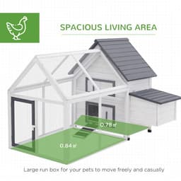 image-Wooden Chicken Coop Hen House Enclosure with Ramp Run Nesting Box Pawhut