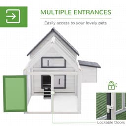image-Wooden Chicken Coop Hen House Enclosure with Ramp Run Nesting Box Pawhut