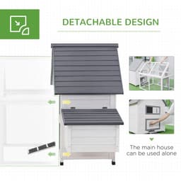 image-Wooden Chicken Coop Hen House Enclosure with Ramp Run Nesting Box Pawhut