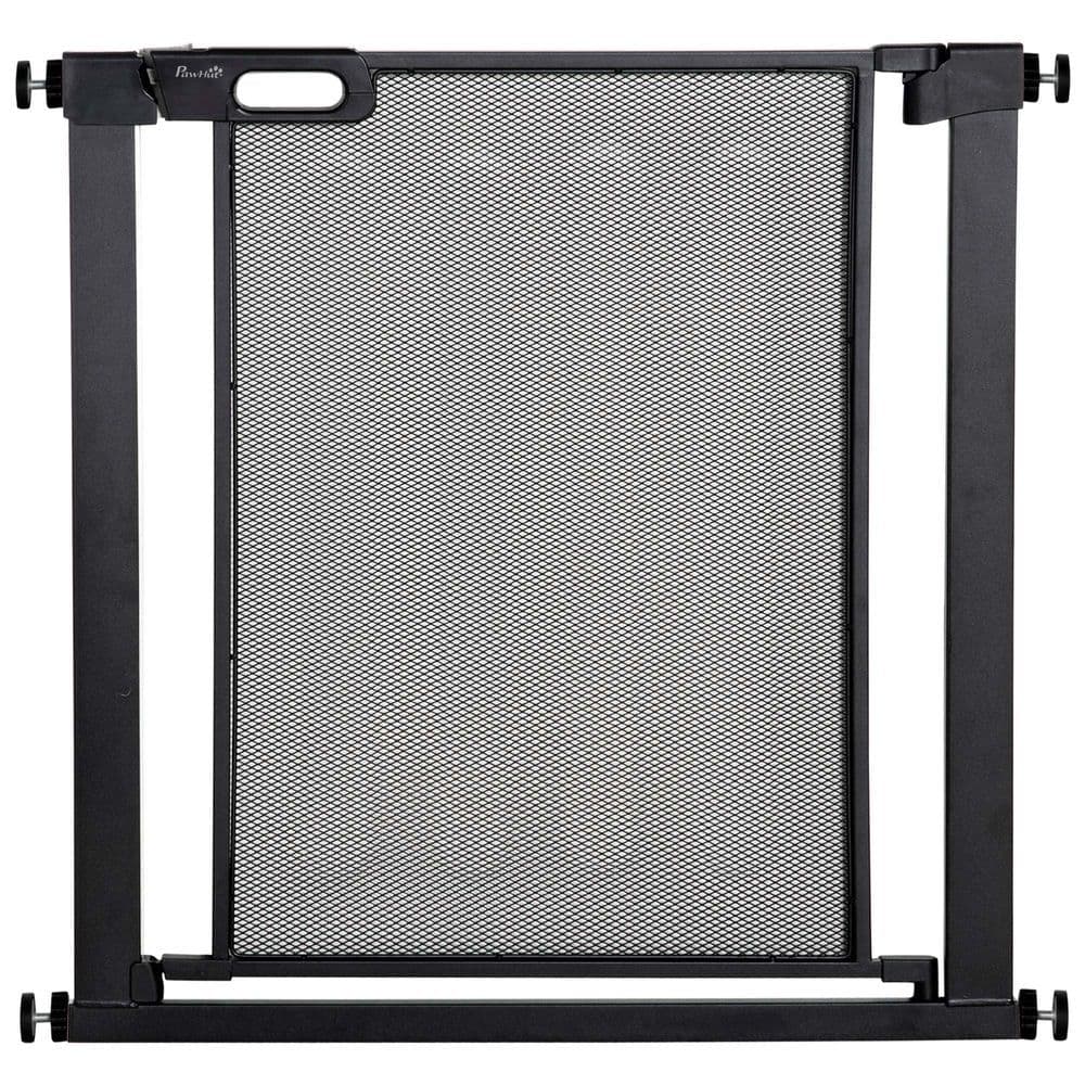 image-Pressure Fit Safety Gate for Stairs w/ Auto Close 75-82 cm - Black Pawhut