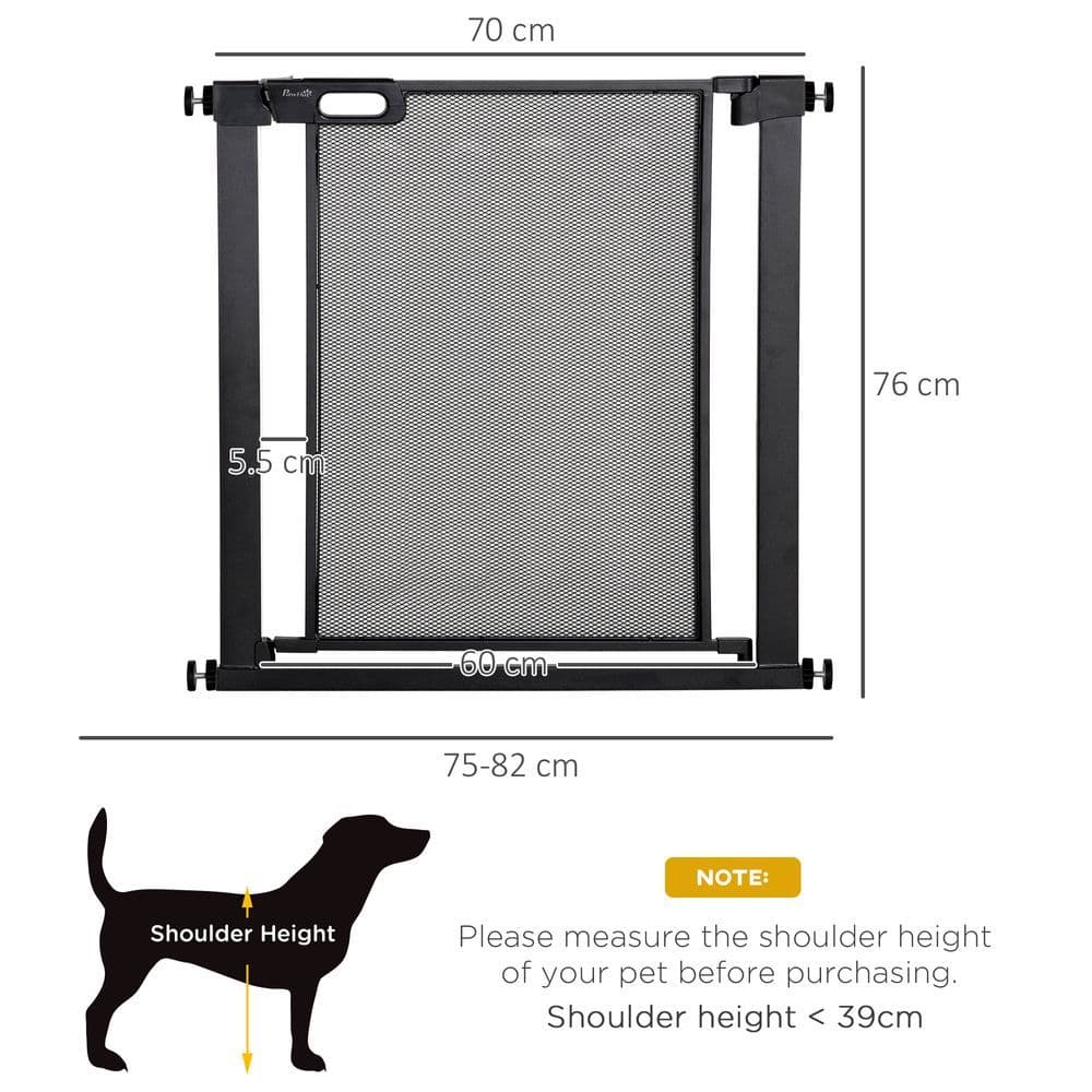 image-Pressure Fit Safety Gate for Stairs w/ Auto Close 75-82 cm - Black Pawhut