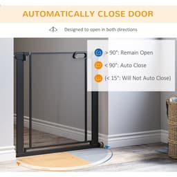 image-Pressure Fit Safety Gate for Stairs w/ Auto Close 75-82 cm - Black Pawhut