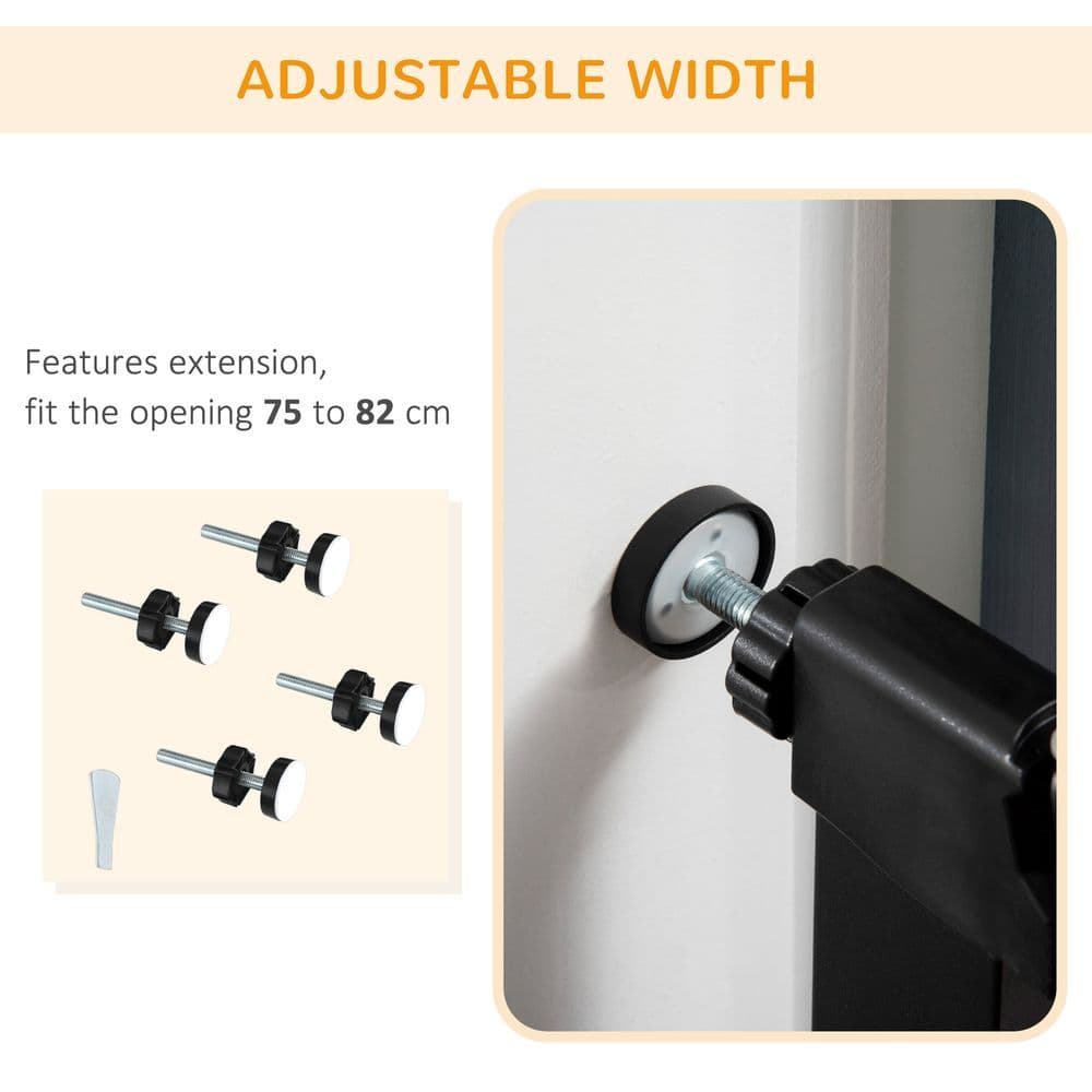 image-Pressure Fit Safety Gate for Stairs w/ Auto Close 75-82 cm - Black Pawhut