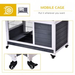 image-Wood Indoor Rabbit Hutch Elevated 2-Floor Guineas Pigs Cage w/ Wheels Pawhut