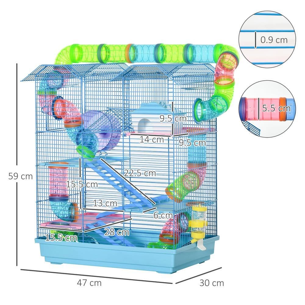 image-5 Tiers Hamster Cage Animal Travel Carrier Habitat W/ Accessories Pawhut