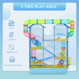 image-5 Tiers Hamster Cage Animal Travel Carrier Habitat W/ Accessories Pawhut