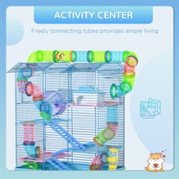 image-5 Tiers Hamster Cage Animal Travel Carrier Habitat W/ Accessories Pawhut