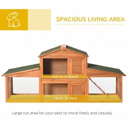 image-Deluxe Fir Wood Rabbit Hutch 2-Tier Metal Guinea Pig Small Animal House Pawhut