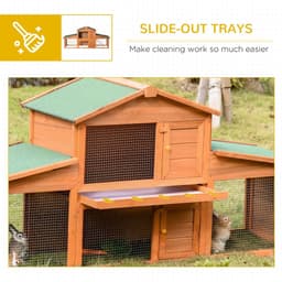 image-Deluxe Fir Wood Rabbit Hutch 2-Tier Metal Guinea Pig Small Animal House Pawhut