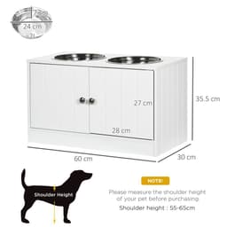 image-Raised Dog Bowls for Large Dogs Feeding Station Stand, Storage - White Pawhut
