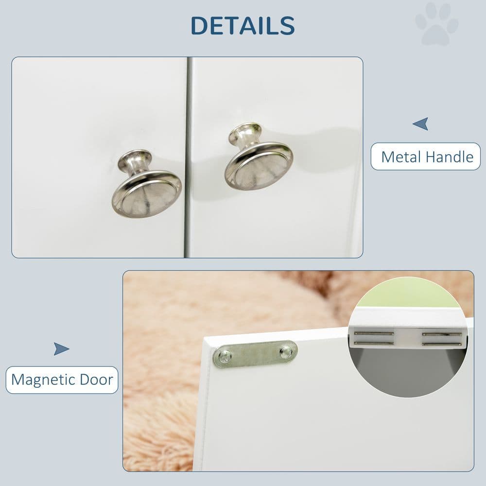 image-Raised Dog Bowls for Large Dogs Feeding Station Stand, Storage - White Pawhut