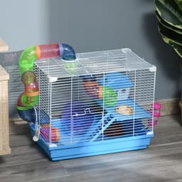 image-Hamster Cage Carrier Small Animal House w/ Exercise Wheels Tunnel Tube Pawhut