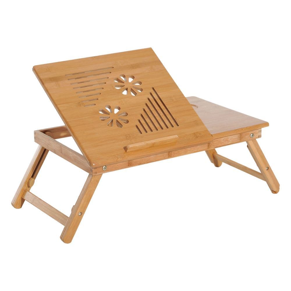 image-Portable Laptop Desk Notebook Tray PC Bed Drawer Adjustable Bamboo HOMCOM