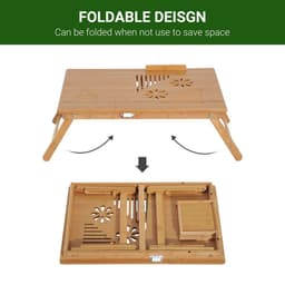 image-Portable Laptop Desk Notebook Tray PC Bed Drawer Adjustable Bamboo HOMCOM