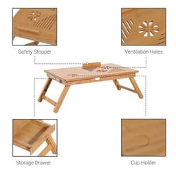 image-Portable Laptop Desk Notebook Tray PC Bed Drawer Adjustable Bamboo HOMCOM
