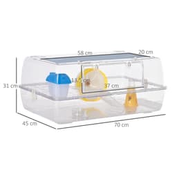 image-Portable 2 Storey Hamster Cage w/Running Wheel Drinker Feeding Bowl Pawhut