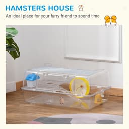 image-Portable 2 Storey Hamster Cage w/Running Wheel Drinker Feeding Bowl Pawhut