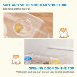 image-Portable 2 Storey Hamster Cage w/Running Wheel Drinker Feeding Bowl Pawhut