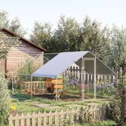 image-Walk In Chicken Run Large Galvanized Chicken Coop w/ Cover 3 x 4 x 2m Pawhut