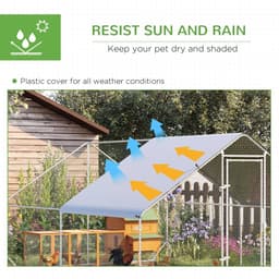 image-Walk In Chicken Run Large Galvanized Chicken Coop w/ Cover 3 x 4 x 2m Pawhut
