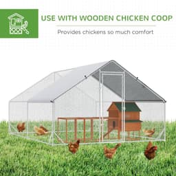 image-Walk In Chicken Run Large Galvanized Chicken Coop w/ Cover 3 x 4 x 2m Pawhut