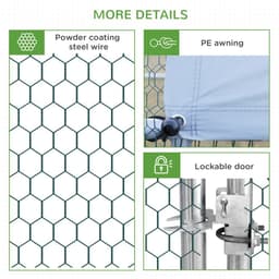 image-Walk In Chicken Run Large Galvanized Chicken Coop w/ Cover 3 x 4 x 2m Pawhut