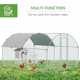 image-Walk-In Chicken Run Galvanised Chicken Coop w/ Cover 2.8 x 3.8 x 2m Pawhut