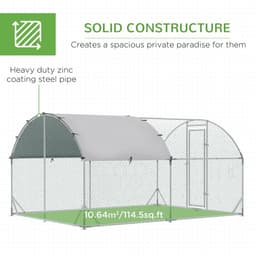 image-Walk-In Chicken Run Galvanised Chicken Coop w/ Cover 2.8 x 3.8 x 2m Pawhut