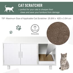 image-Cat Litter Box Enclosure & House w/ Nightstand/End Table Design, White Pawhut