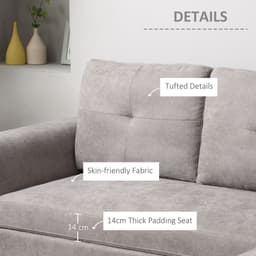 image-HOMCOM Linen-Look L-Shaped Sofa Bed w/ Storage Bed Sleeper Flat Studio Grey